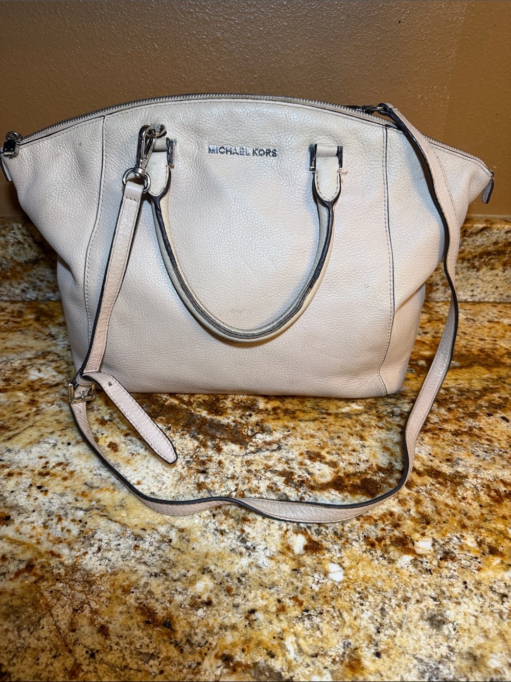 Michael Kors Blush Pink Leather Satchel with Detachable Strap